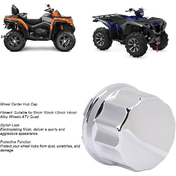 4ks krytů středového náboje kola pro pneumatiku ATV, kryty náboje kola proti prachu kompatibilní s 8palcovými 10palcovými 12palcovými 14palcovými hliníkovými koly ATV Quad