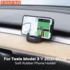 For Tesla Model 3 Y 2021-2026 Highland Juniper Soft Silicone Rubber Phone Holder Dashboard Cellphone Mount Clip Car Accessories
