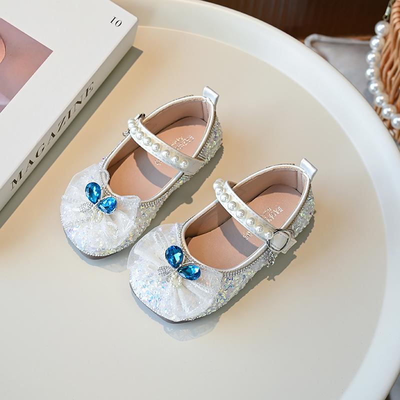 Luxury Little Girl Leather Shoes New Children Princess Shoes Spring Autumn Causal Kids Fashion Wedding Party Flat Shoes Sweet