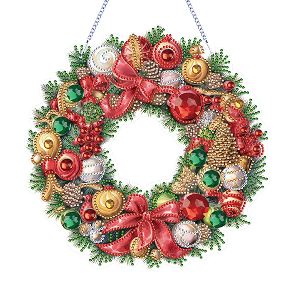 Special Shaped Diamond Painting Hanging Wreath Christmas Diamond Painting Wall Decor Wreath for Home Window Door Decor Gift