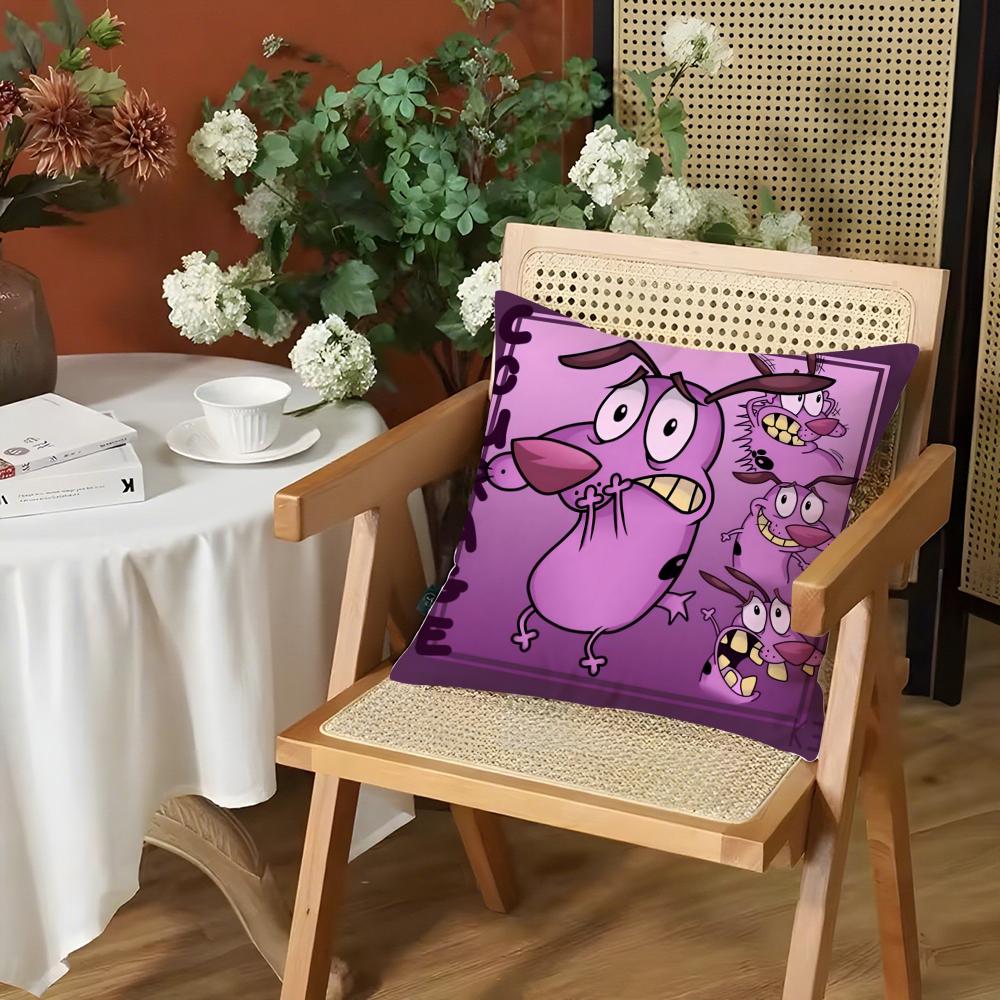 

CCourage CCowardly Dog Cushion Cover Silky Short Plush Invisible Zipper Dustproof Sofa Pillow Case for Home Decor 30x30cm