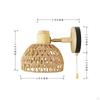 Woven Wall Sconce Light Fixture Lamp E26 Handwoven Lampshade Mounted with Switch for