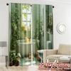 2pcs, 2D FLAT PRINTING Curtains (Without Rod) Ducklings Oasis Popular Popular Curtain Durable Polyester Curtains Art Deco