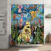 Ocean Theme Shower Curtain Set Waterproof Sea Life Decor Bathroom Curtains Coastal Blue Backdrop Artistic Nature Backdrop