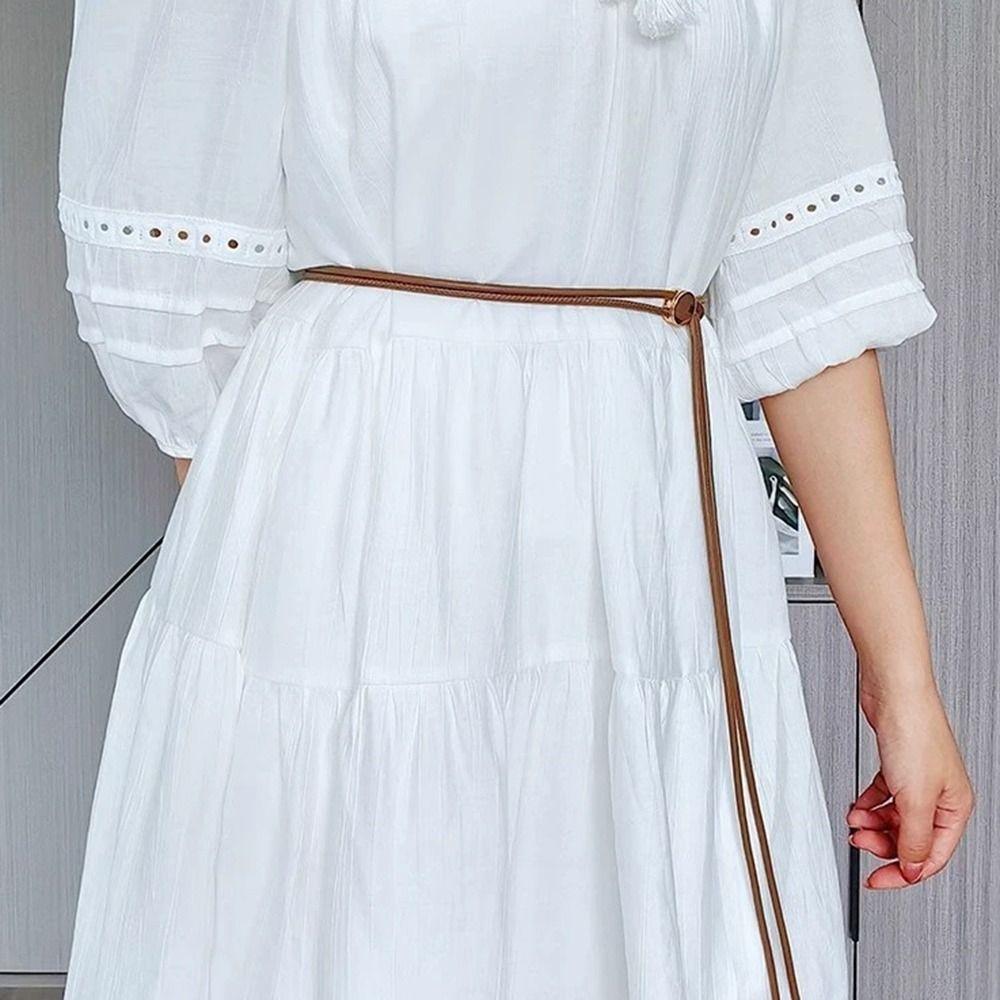 Nastavitelné provázkové pásky Měkký PU kůže Pletený pásek na pas Popruh Pro sukně Džíny Šaty Oblečení