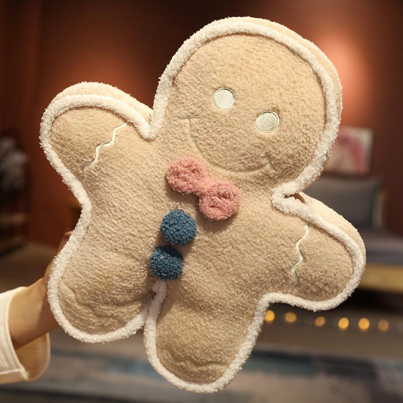 Gingerbread Man Pillow & Christmas Tree Cushion Set - Festive Holiday Decoration Gift for Kids