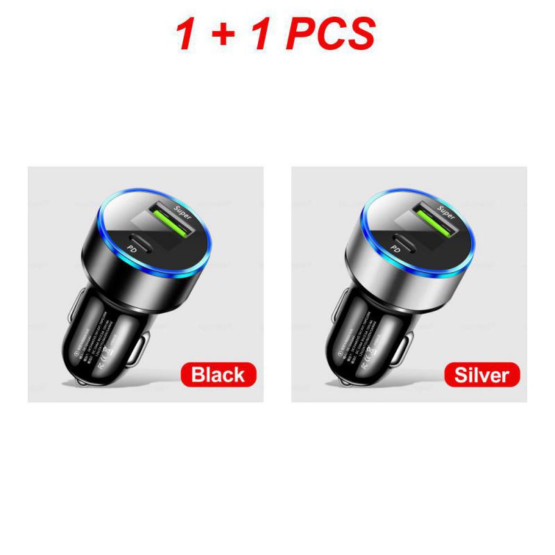 1~5PCS Car Charger Digital Display Fast Charging 20w Car Supplies Phone Charger Multifunctional Type-c Car Accessories