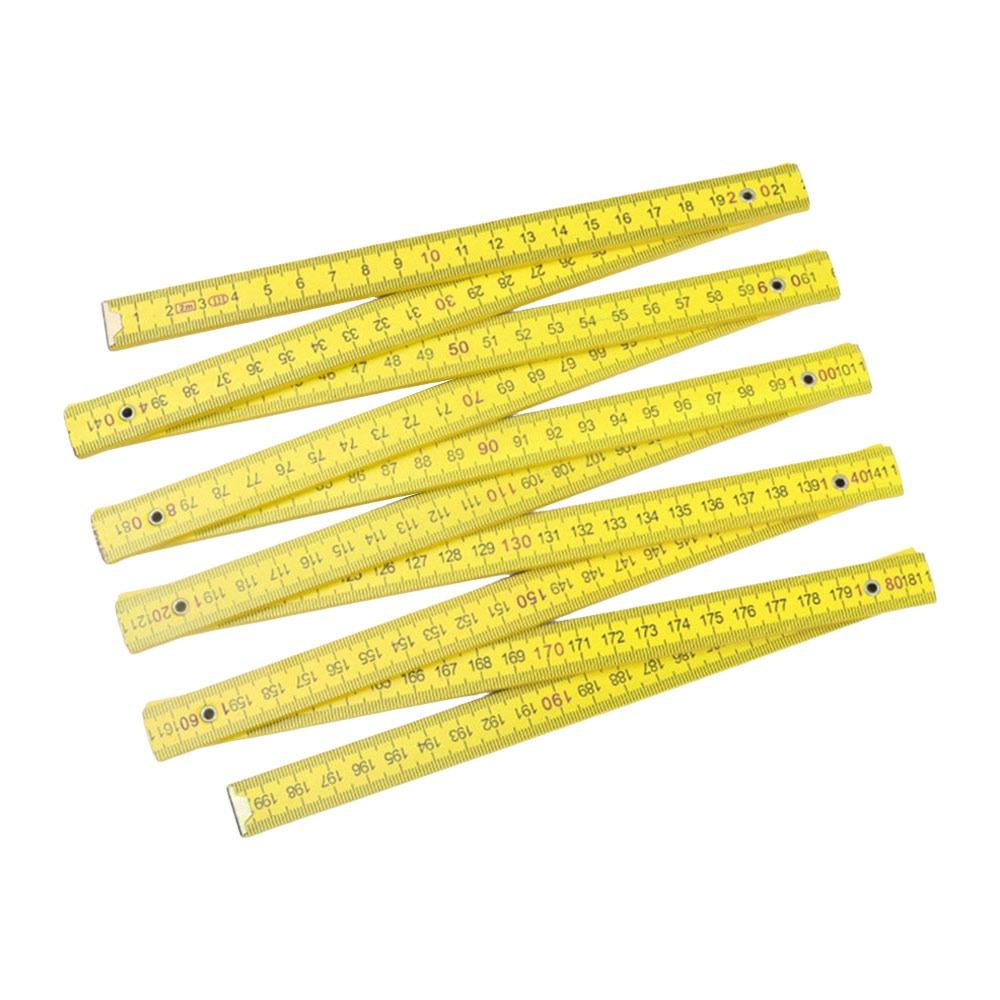 Portable Wooden Folding Ruler 2M Extended Measuring Rule Slider Metric Scale 1M Folding Carpenter's Ruler Drawing Tools