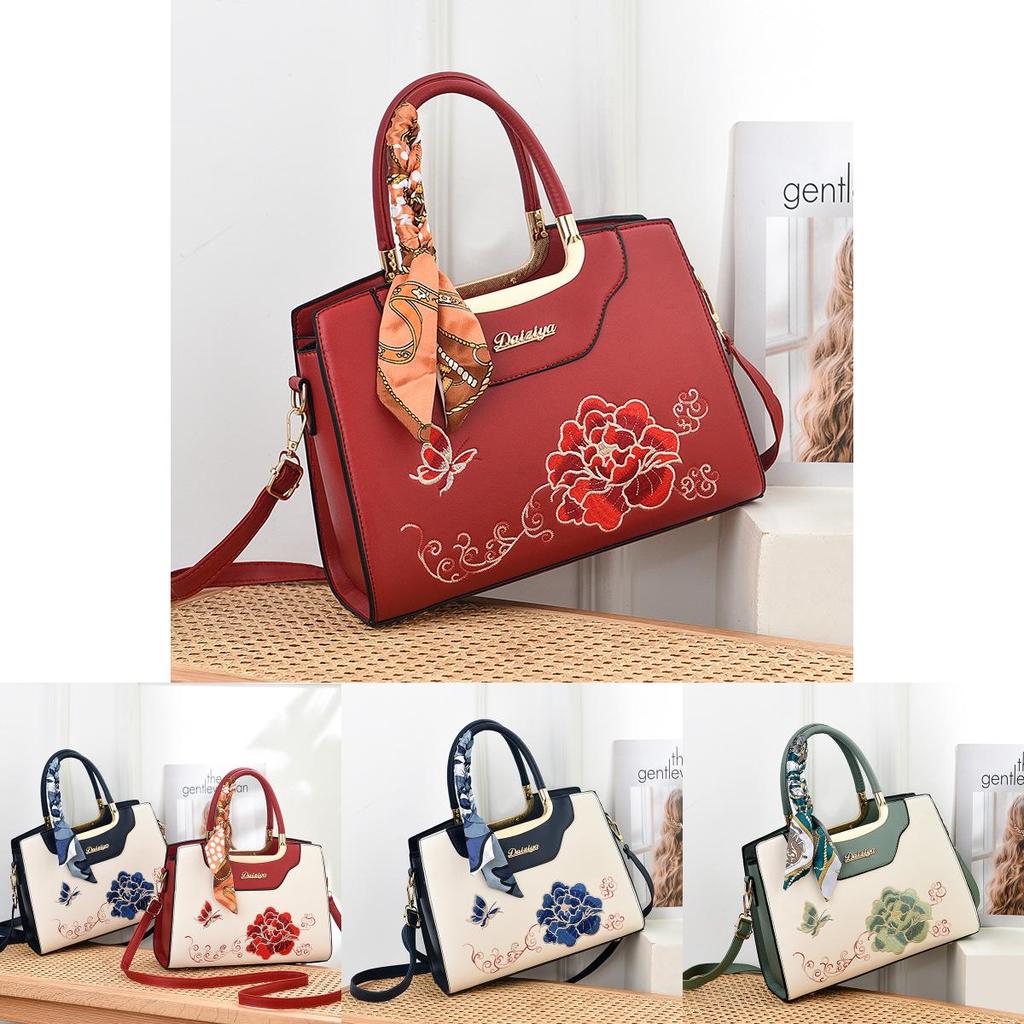 Fashionable Pu Material National Style Embroidered Shoulder Bag For Everyday Use