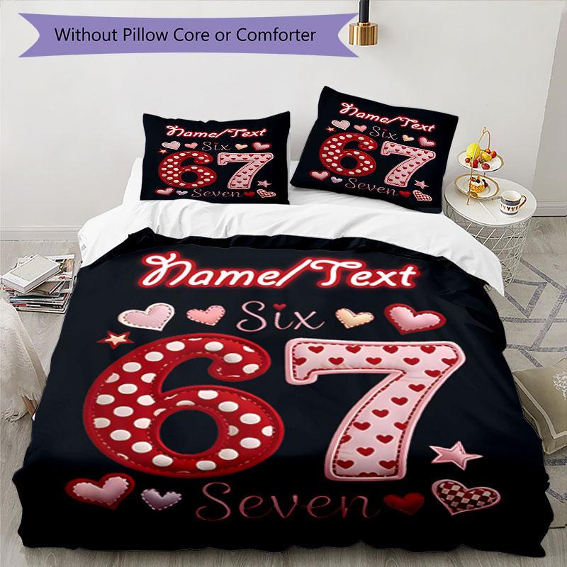 3PC Custom Name Happy 67th Birthday Bedding Set Printed Bedding Set Duvet Cover Closure Includes 1 Duvet Cover & 183 Pillowcases for Bedroom