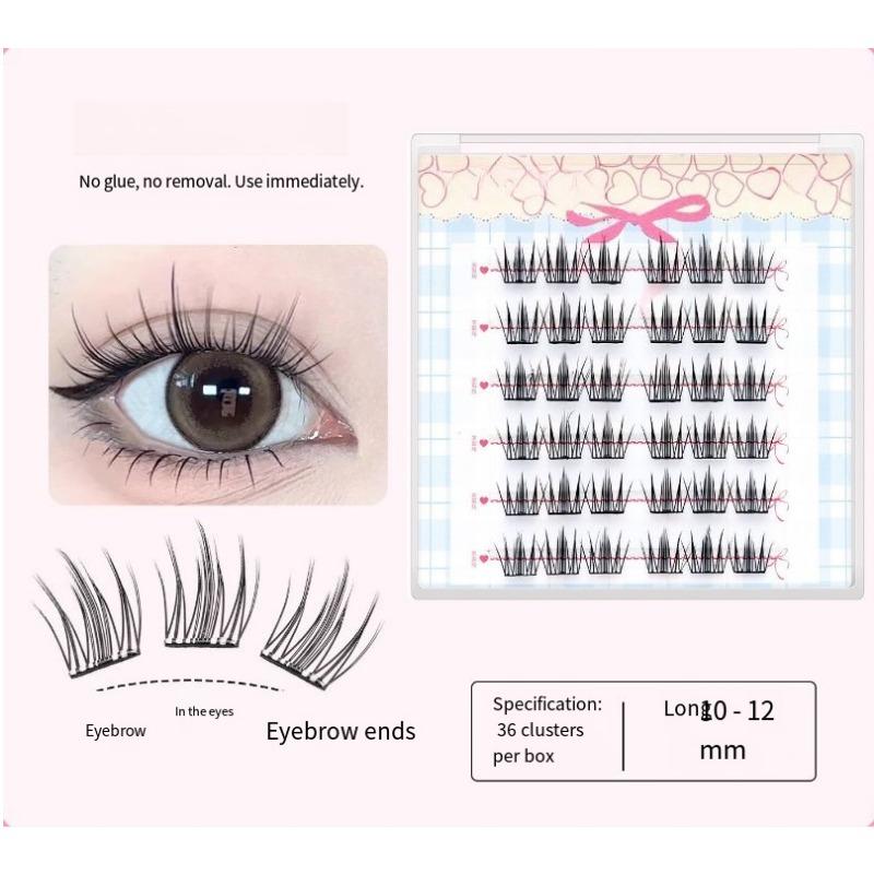 1 PACK/6 Reihen klebefreie dicke Comic-Wimpern, fotogene segmentierte Sonnenblumen-Loli-Falsche Wimpern