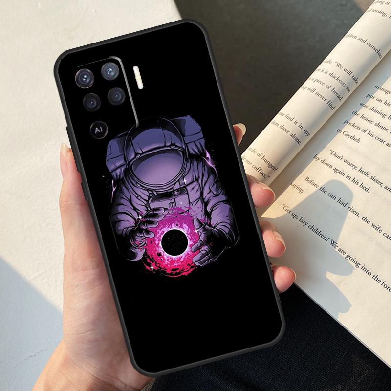 Cartoon Space Astronaut Case For Oppo A54 A74 A94 A17 A57 A77 A76 A16 A96 A18 A60 A80 A40 A38 A58 A78 A98 A15 A5 Pro