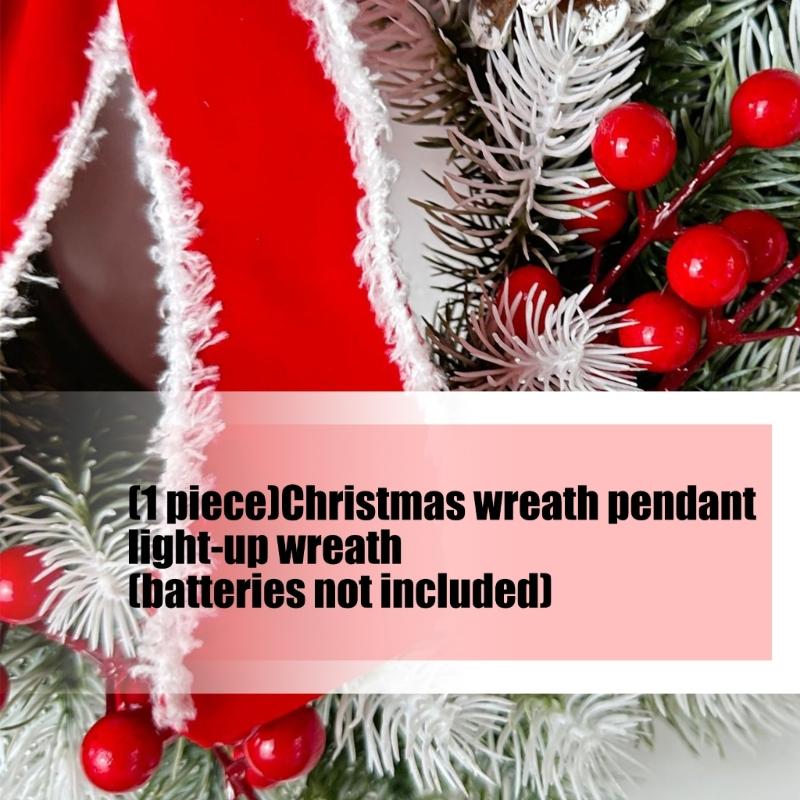 Glowing Plastic Christmas Wreath Ornament Traditional Festival Decors For Home Party Gift Indoor Outdoors Use