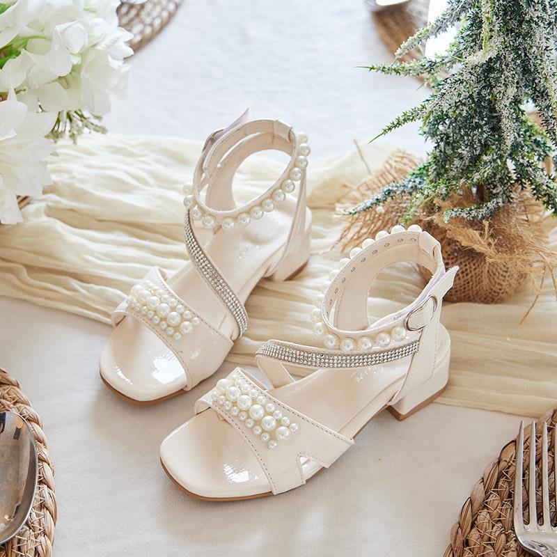 Letnie Sandały na Wysokim Obcasie w Stylu Księżniczki dla Dziewczynek z Miękką Podeszwą - Modne dla Dzieci w Średnim i Starszym Wieku