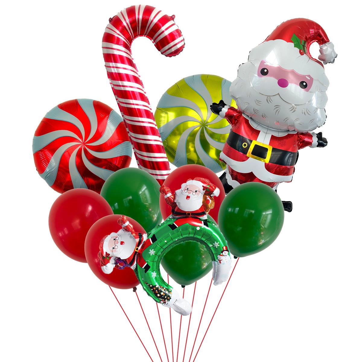 Christmas Balloon Set Santa Candy Cane Aluminum Film Balloon Party Decoration Scene Arrangement Hug Santa suit