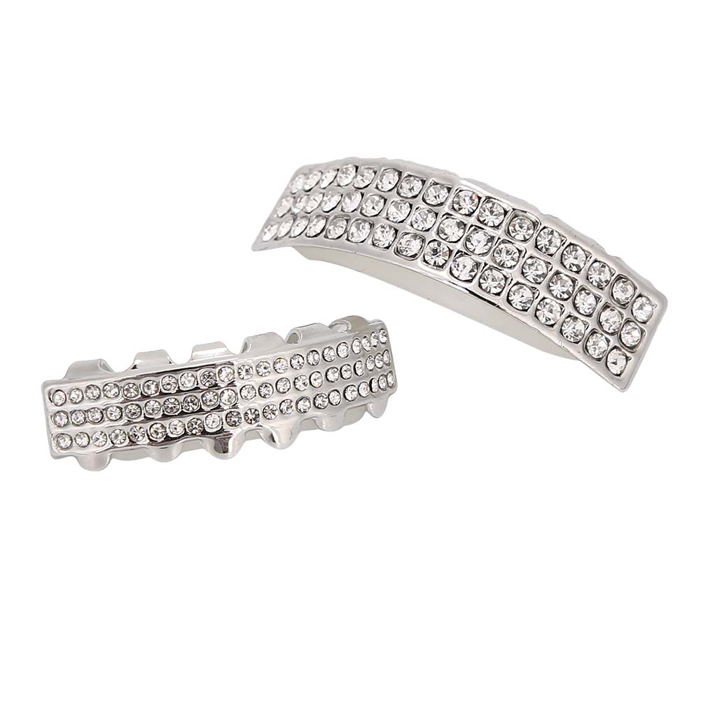 Teeth Set Bling Teeth Accessory Decoration for Halloween Party Hip Hop Show Argent