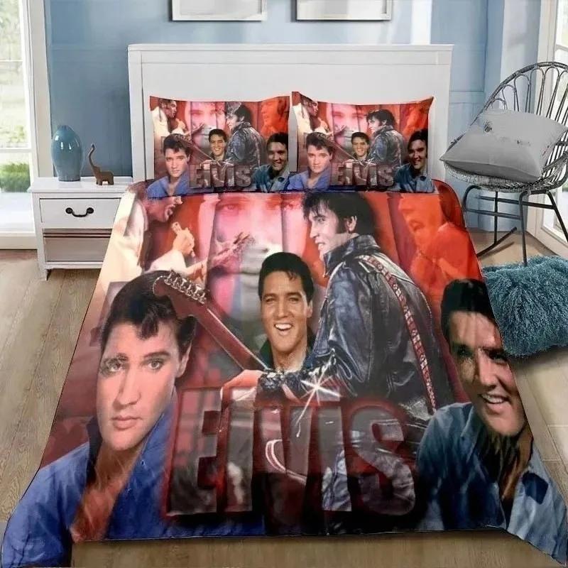 P-Presley Duvet Cover Retro E-Elvis Bedding Set Comforter Bed Set Quilt Cover Pillowcase King Queen Twin Size Boys Girls Adults