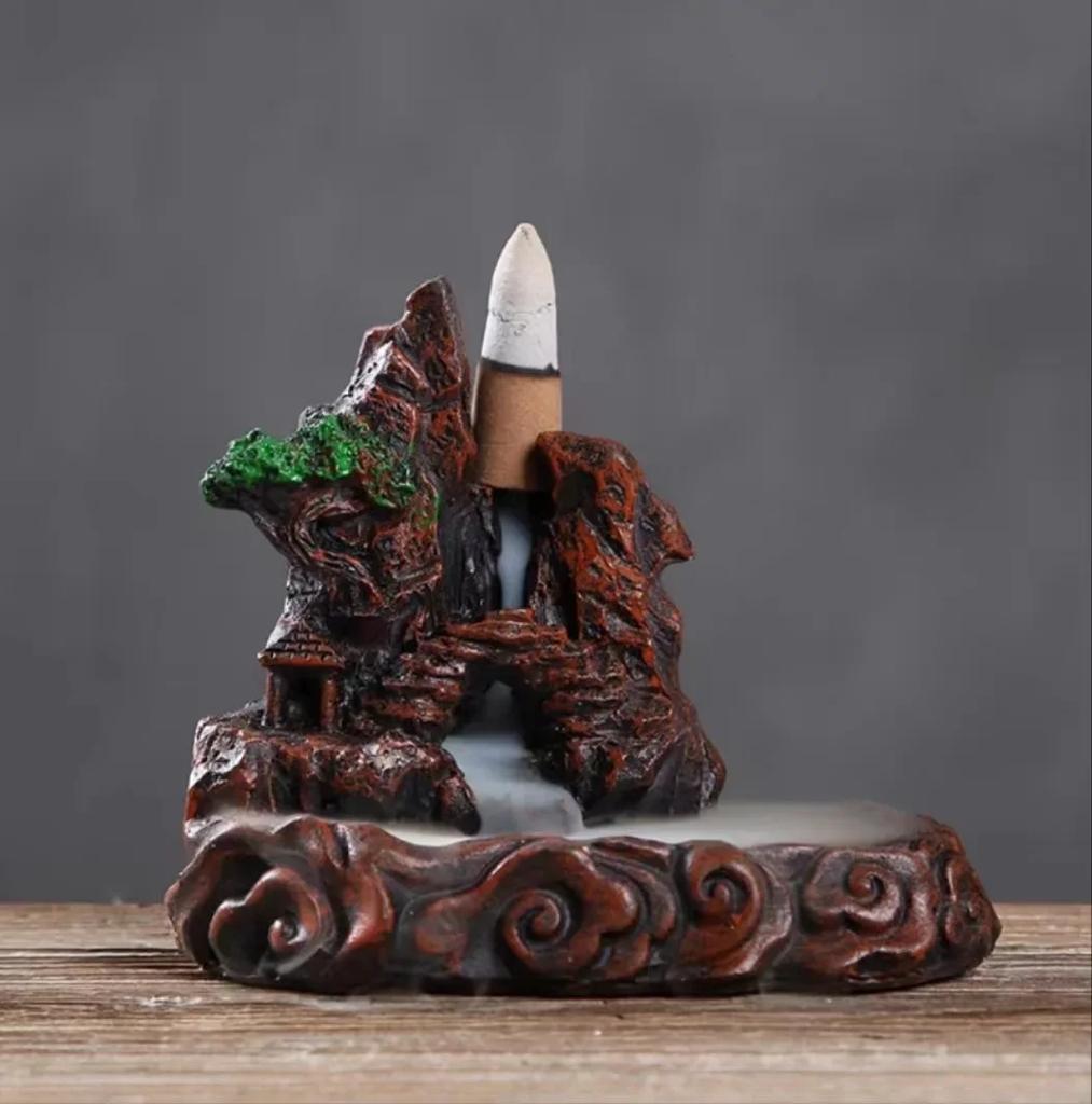 Backflow Incense Holder Waterfall Incense Burner Home Decor Aromatherapy Ornament Cones with Backflow Incense Cones