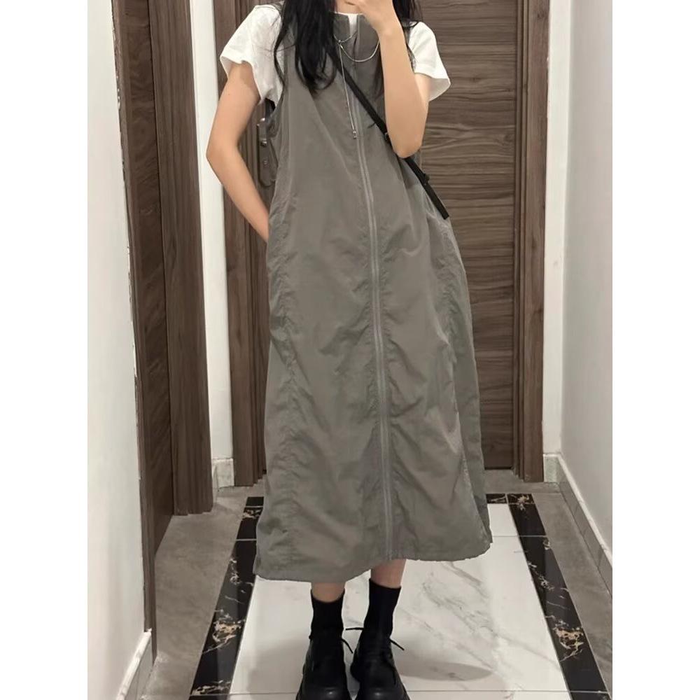 

Summer Plus Size Quick-Drying Children s Dress with Functional Vest and Slimming Strap L серый