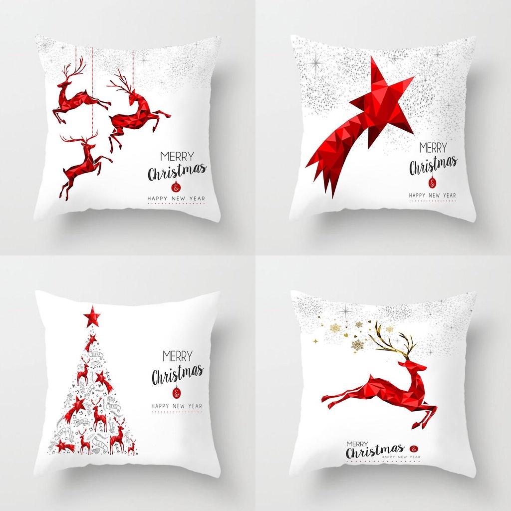 Super Soft Red And White Christmas Pillow Case For Stylish Home Decoration
