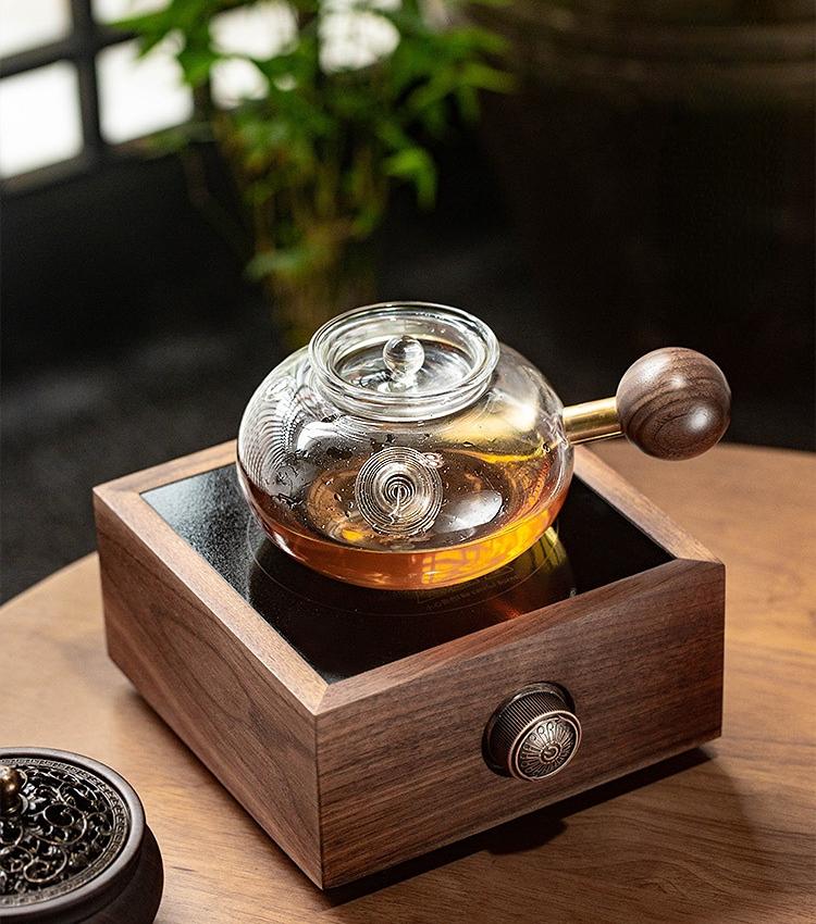 Glass Teapot Temperature Resistant Thickened Filtered Tea Kettle Tea Warmer Side Handle Boiling Teapot 600ml