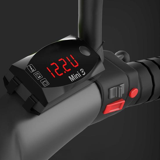 Ceas electronic 3 în 1, voltmetru universal pentru motocicletă, termometru, afișaj pentru ceas