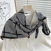 Popular 90*90cm Beach Scarves Houndstooth Square Kerchief Style Women Luxury Headscarf Design Sunscreen Silk Hijab Tie Bag