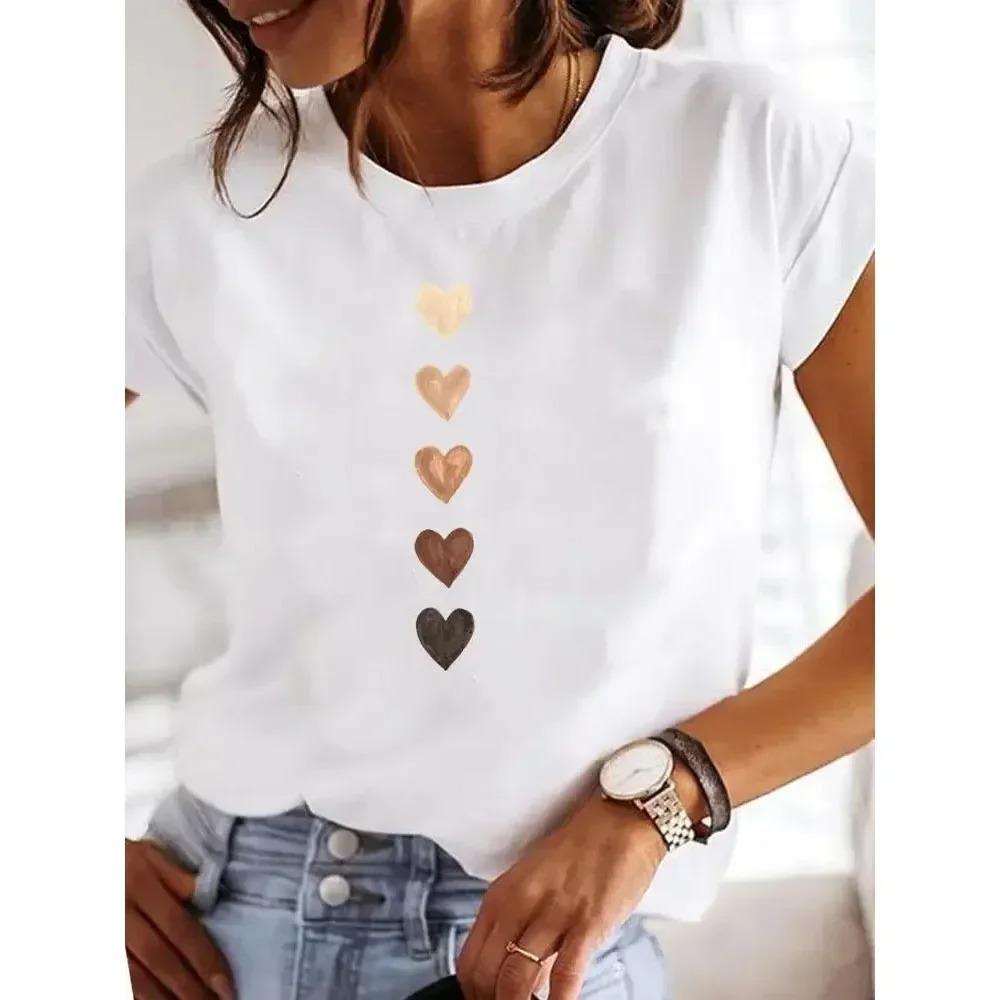

Flower Love Tshirt Y2k Love Heart Print Women Summer T Shirt Girl O Neck Funny Y2K Tops Tee FeUnisex 90s Casual Clothing S
