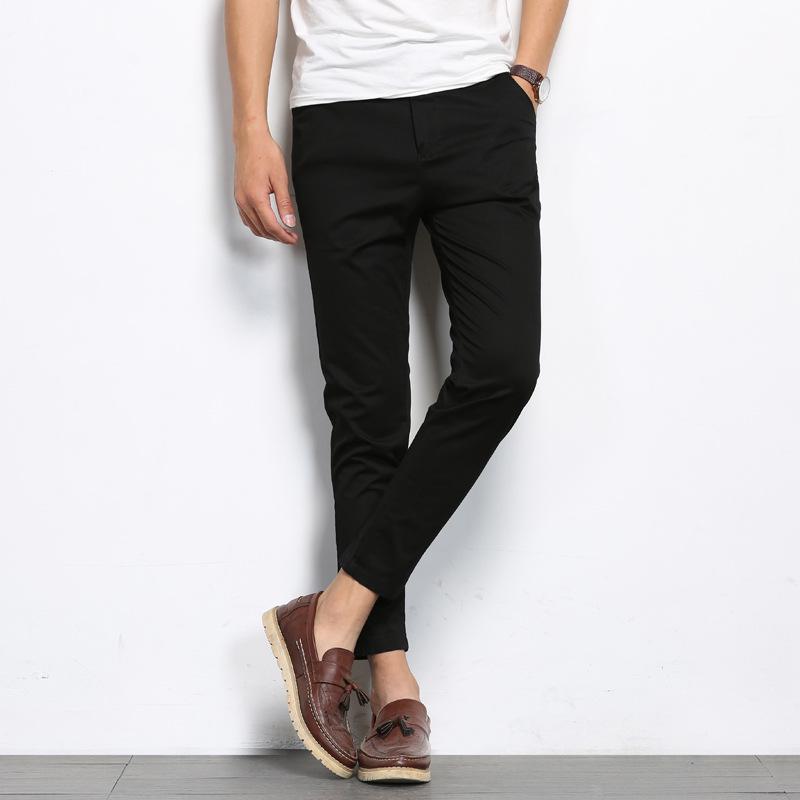 Korean Style Men's Slim Fit Casual Cotton Elastic Pants - Spring/Autumn