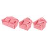 3Pcs   Sofa Set Pine Cloth Double Sofa 2 Single Sofa Light Color Strip  ature Sofa for 1:12 Doll House