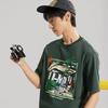 Li-Ning Cooling Comfortable Hand-Drawn Pattern Printed Round Neck Short Sleeve T-Shirt Men Tops Maple-Green AHSU713-4
