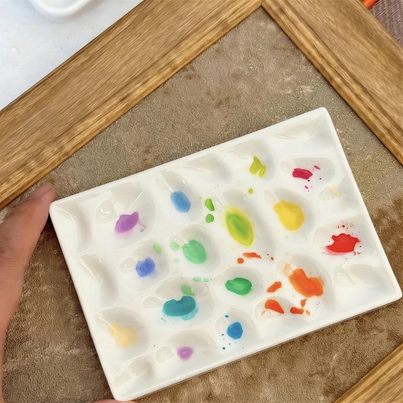 Easy Clean Children's Painting Palette Painting Dish Reusing Ceramic Color Mixing Tray Art Tool For Home School Use