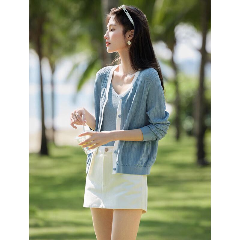 XWI Women s Perforated Knit Cardigan & Camisole Two-Piece Set L