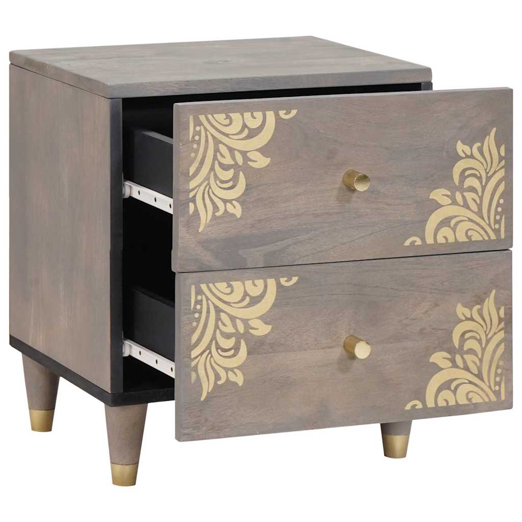 Nightstand Set of 2 Gray 40 x 33 x 46 cm Solid Mango Wood