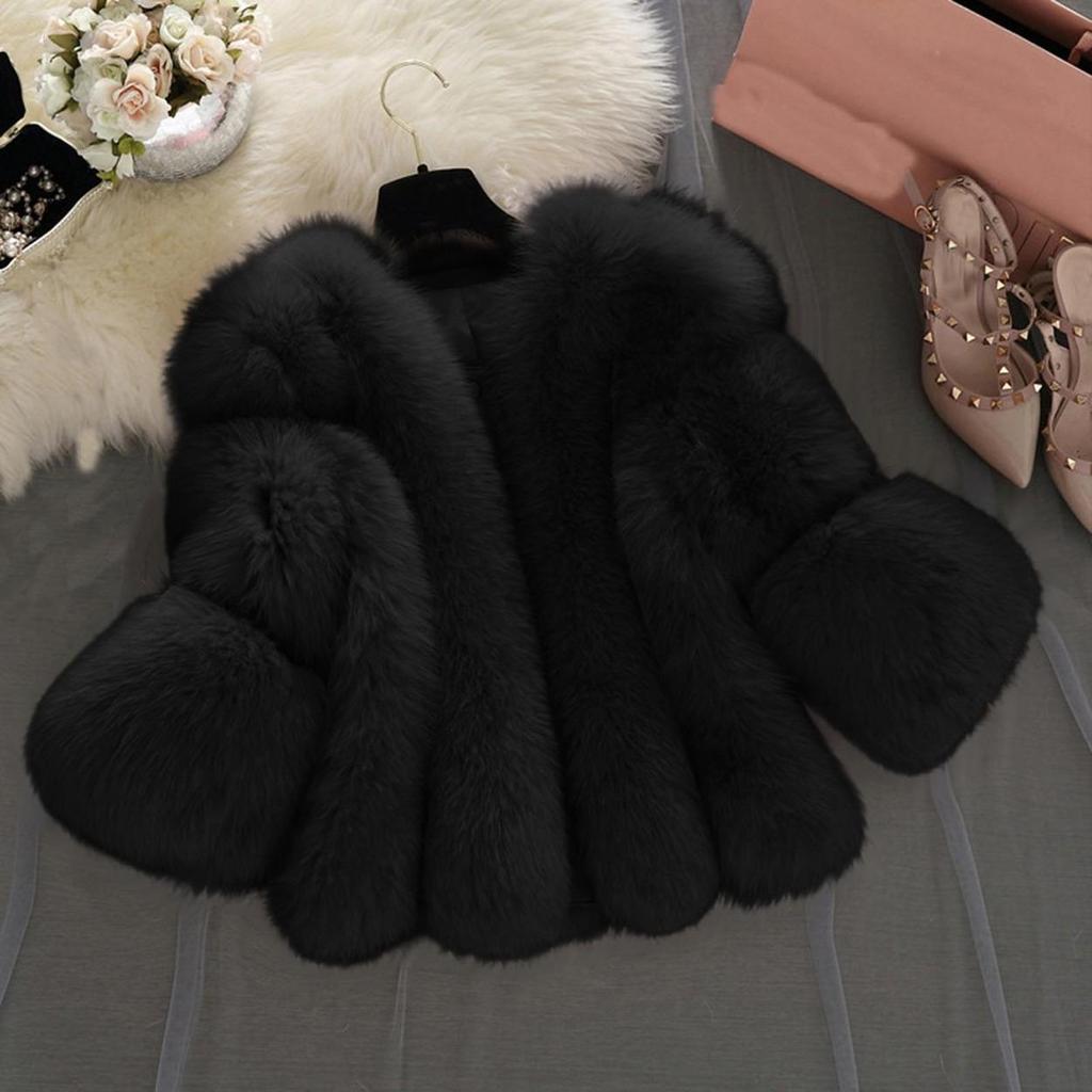 Modische Damen-Jacken mit langen Ärmeln, kurzen Nähten, Knöpfen, Kunstpelz, warm, lässiger Mantel