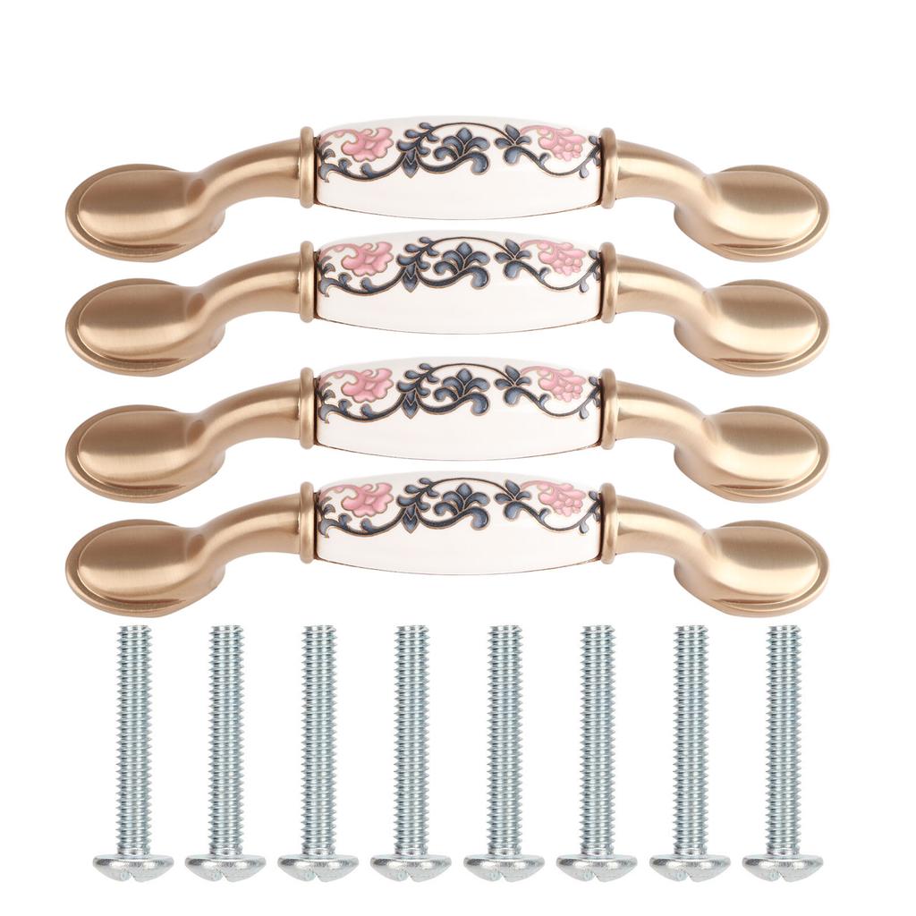 4 Sets Vintage Cabinet Handles Retro Simple Ceramic Zinc Alloy Drawer Cabinet Door Hardware Pulls