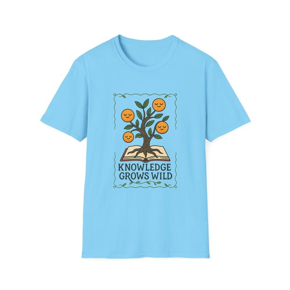 

Unisex Softstyle T-Shirt Whimsical Folk Art Tree Book Knowledge Growth Tee XL