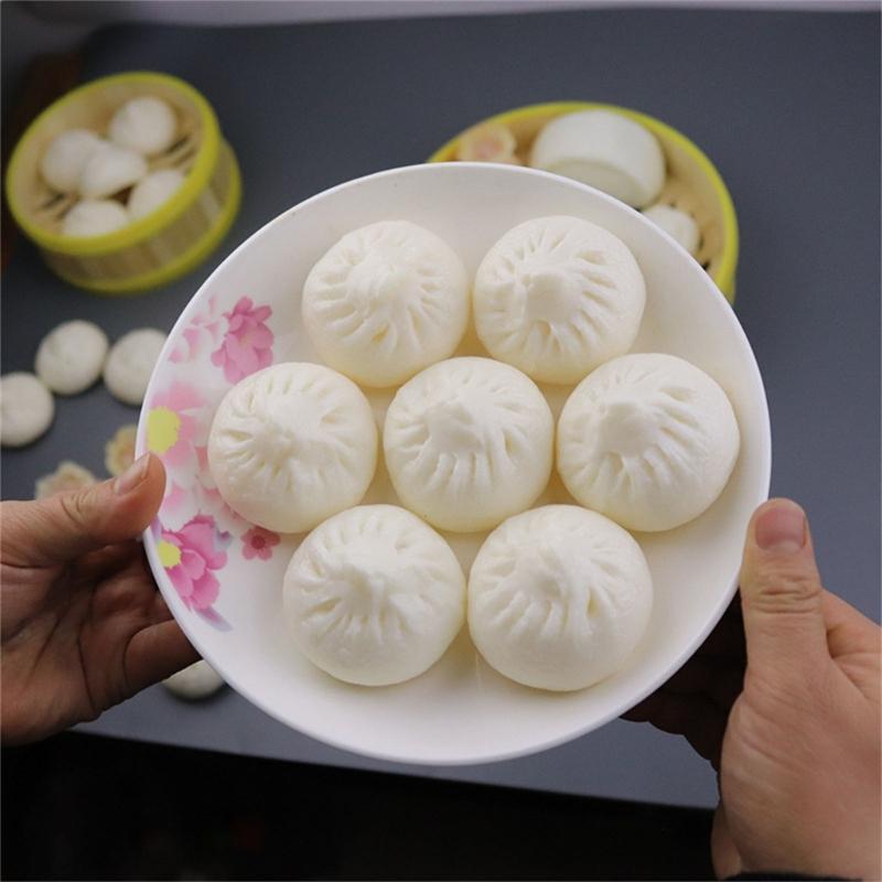 5.5cm Steamed Stuffed Buns Simulation Food Soft Decompress Fidgets Relieve Stress Toy for Adult Kids Kitchen Photo Props