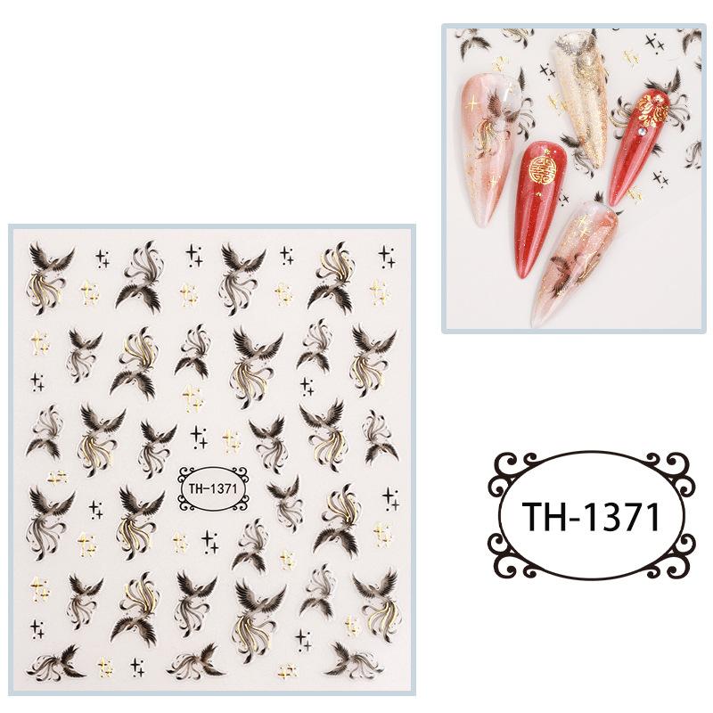 New Year Nail Art Stickers Bronzing Year of the Dragon Chinese Style Mahjong Cartoon Nail Stickers Decoration