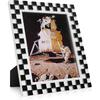 8x10 Checkered Picture Frame Black and White Picture Frame Tabletop Wall Display, Checkered Decor Funky Unique Frames Matted To 5x7 Photo