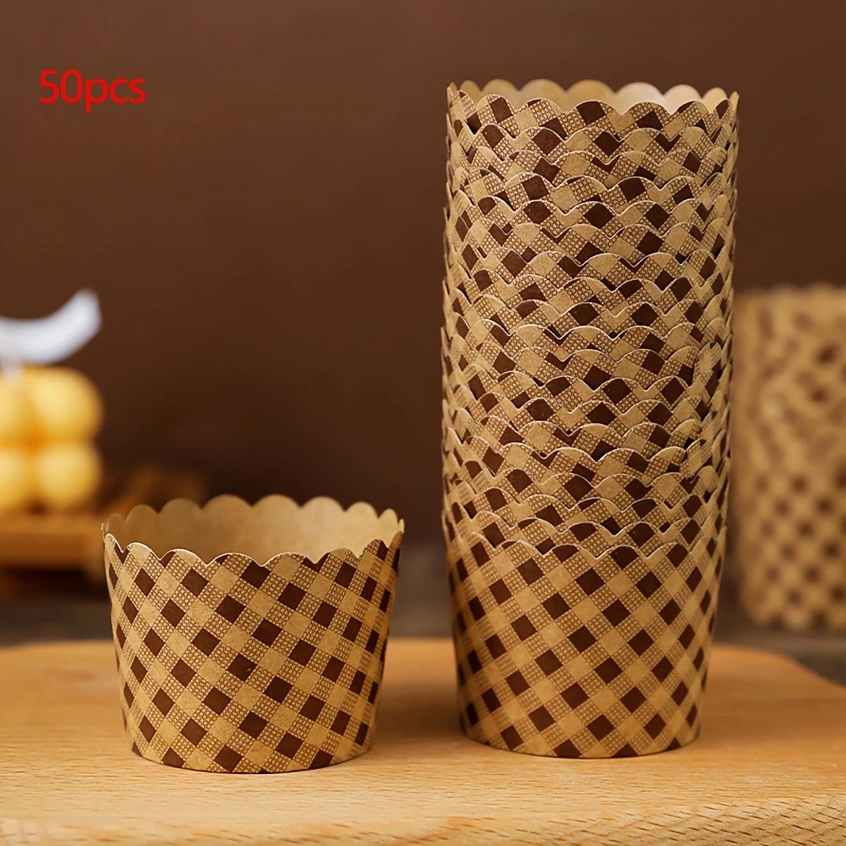 

50pcs, Cake Baking Cup, Cupcake Moulds Paper, Mousse Cupwith Cover Baking Catering Container, Cake Cup, Muffin Cup