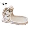 Imitation Stone Texture Tray Angel Figurine Key Tray, Faux Catchall Decorative Small Item Holder for Entryway Desktop Storage Dish Table Home