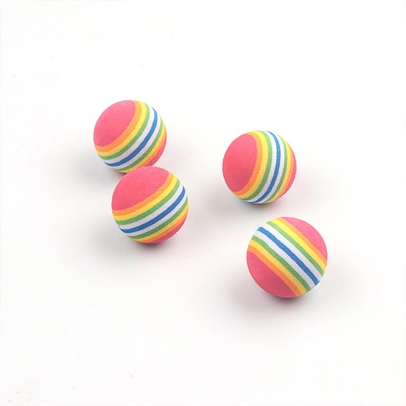 EVA 35mm Silent Rainbow Cat Toy - Colorful Elastic Teasing Ball