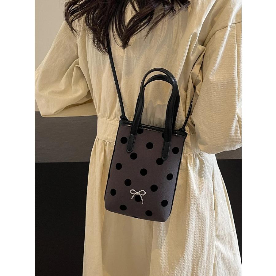 Simple Casual Crossbody Phone Bag for Women  Trendy Bow Hasp Design Mini Bucket Bag Lady Fashion Lipstick Purse