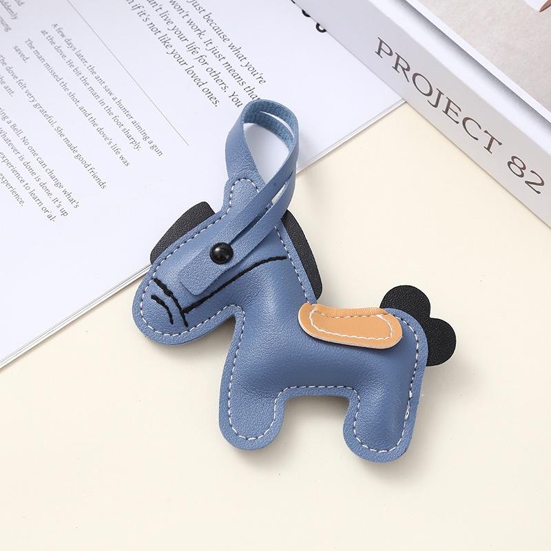 Cartoon Pu Leather Brown Pony Charms Keychain Pendant Women Keyring Cute Animal Bag Hanging Ornament Accessories Decoration Gift