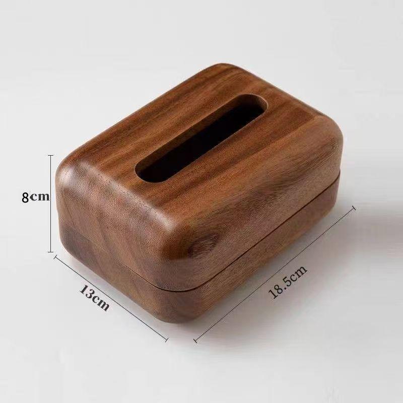 Nordic Wabi-Sabi Style Walnut Wood Tissue Box - Retro Hotel & Restaurant Pull-out Design