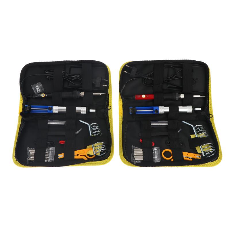 15Pcs Kit 220V 60W Soldering Iron Kit 450°C Adjustable Temperature Welding Tool Set With Solder Sucker Tin Wire Eu Plug