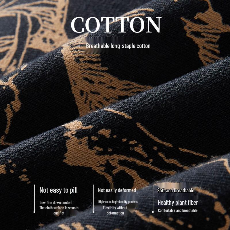 SEPTWOLVES Men's Chinese Style Print Cotton Boxer Briefs