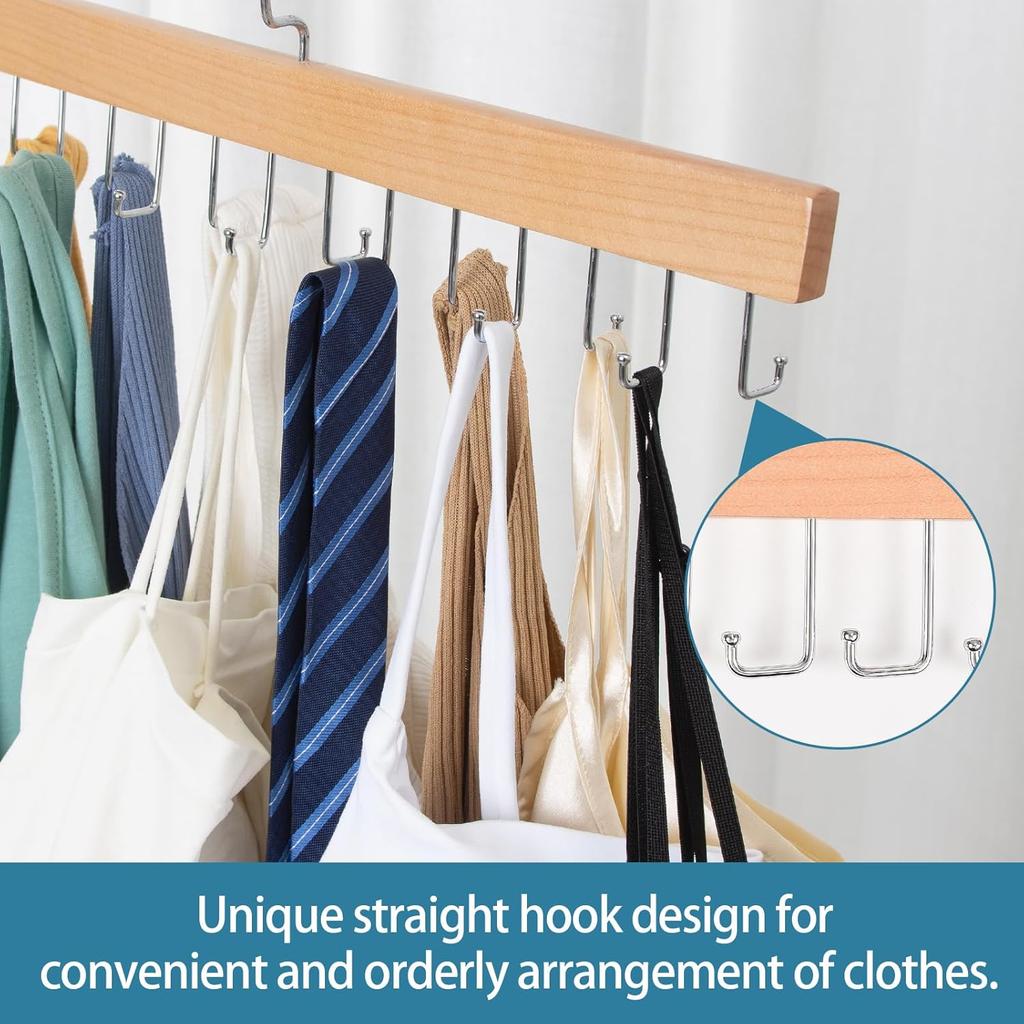 Tie Hanger, Space Saving Bra, Tank Top, Belt Storage Rack, 14 Foldable Hooks, Suitable for Closet Organizers and Storage