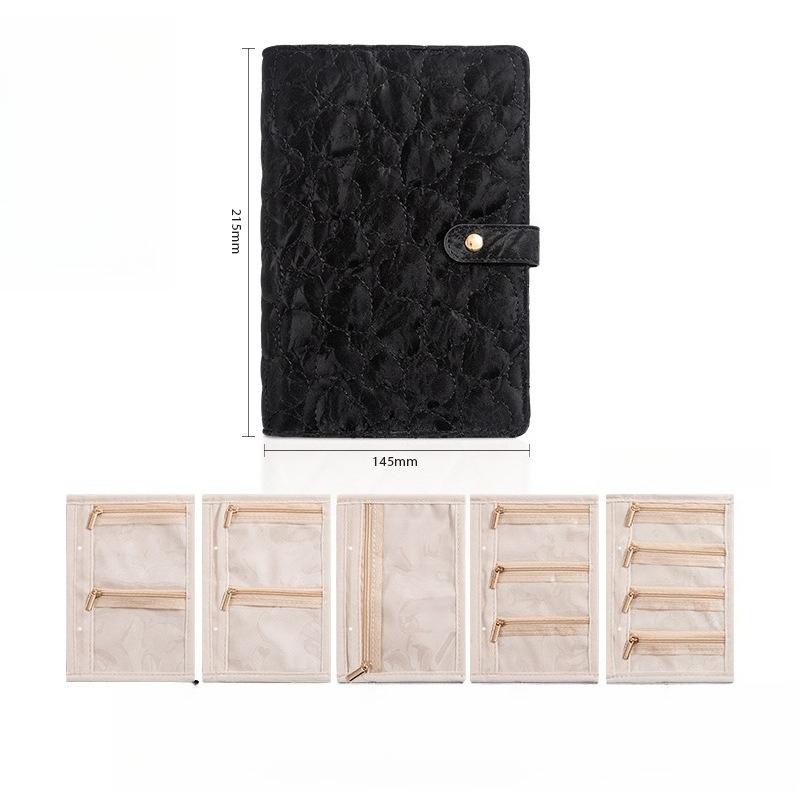 PU Leather Jewelry Storage Book Portable Travel Ring Necklace Earrings with Velvet Jewelry Storage Bag Jewelry Storage Book Gift